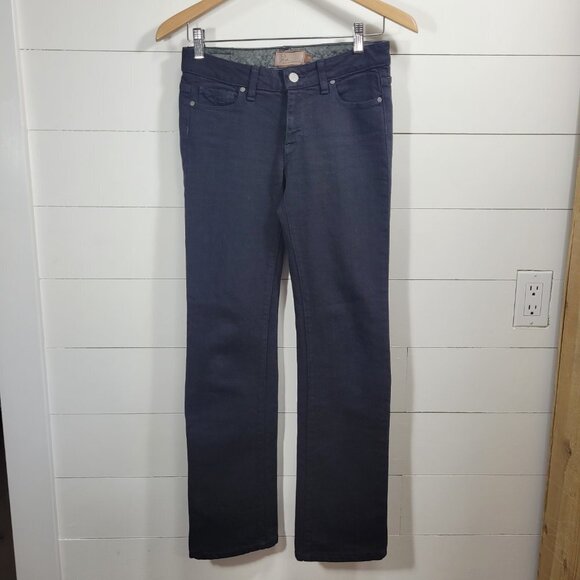 EUC Paige Jeans Women's sz 25 Black Straight Leg Low Rise Premium Denim Jeans - Picture 2 of 10